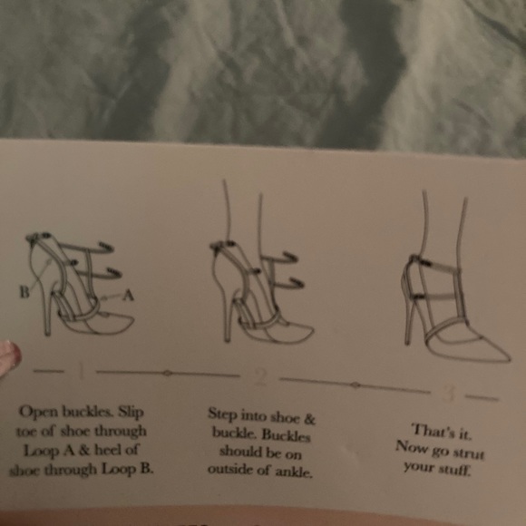 NWTO! Faux blk leather shoe straps with gold studs - Picture 2 of 2